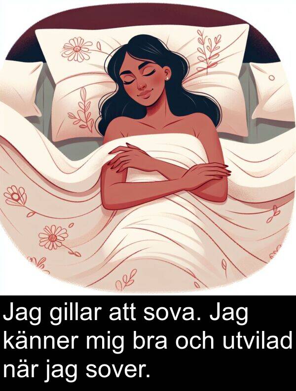 känner: Jag gillar att sova. Jag känner mig bra och utvilad när jag sover.