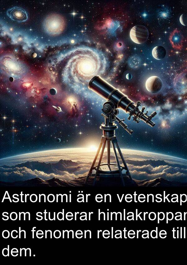 himlakroppar: Astronomi är en vetenskap som studerar himlakroppar och fenomen relaterade till dem.