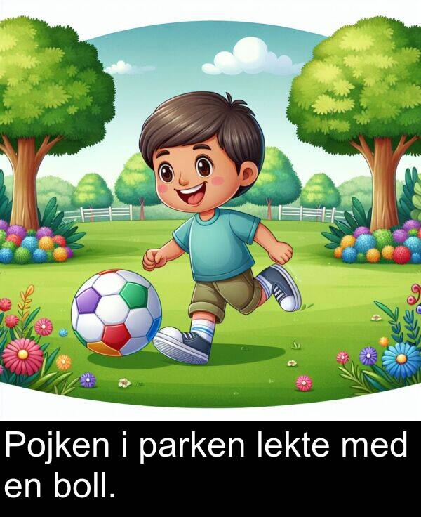 parken: Pojken i parken lekte med en boll.