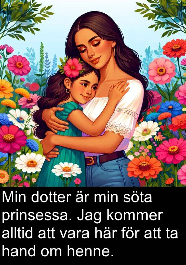 hand: Min dotter är min söta prinsessa. Jag kommer alltid att vara här för att ta hand om henne.