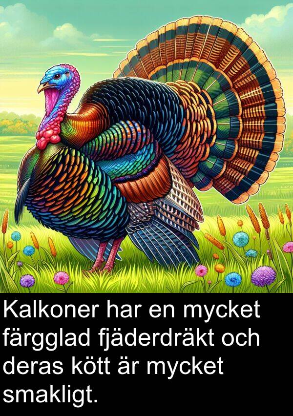 färgglad: Kalkoner har en mycket färgglad fjäderdräkt och deras kött är mycket smakligt.