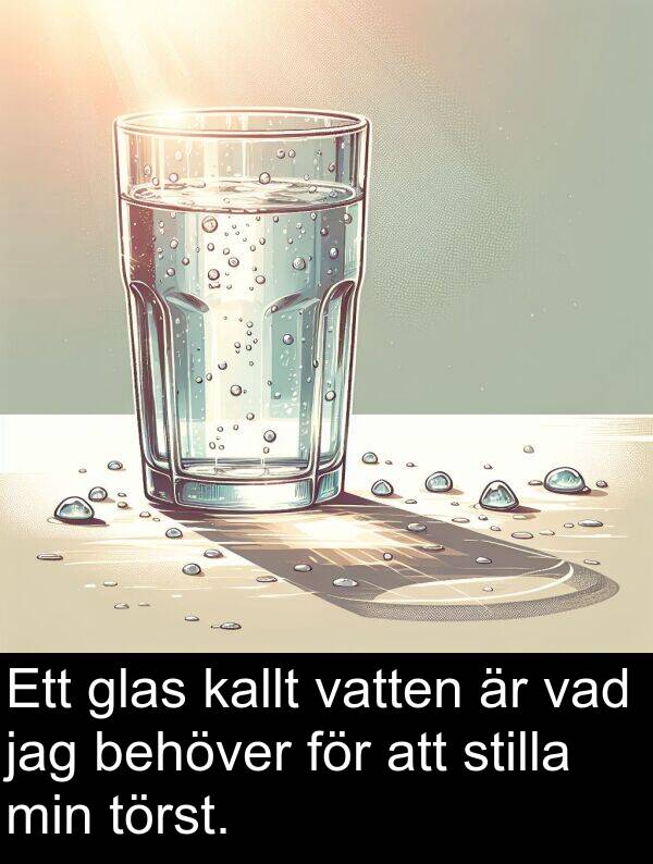 kallt: Ett glas kallt vatten är vad jag behöver för att stilla min törst.