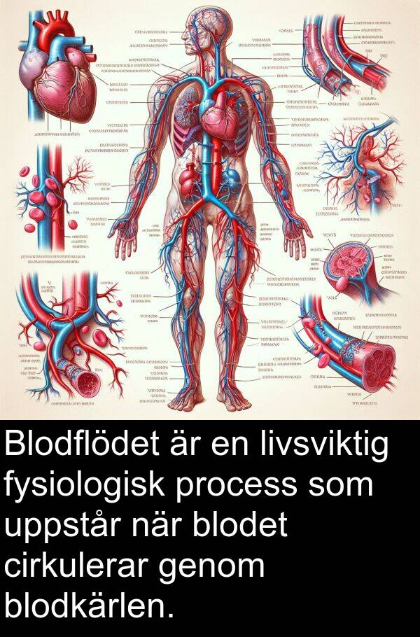 cirkulerar: Blodflödet är en livsviktig fysiologisk process som uppstår när blodet cirkulerar genom blodkärlen.