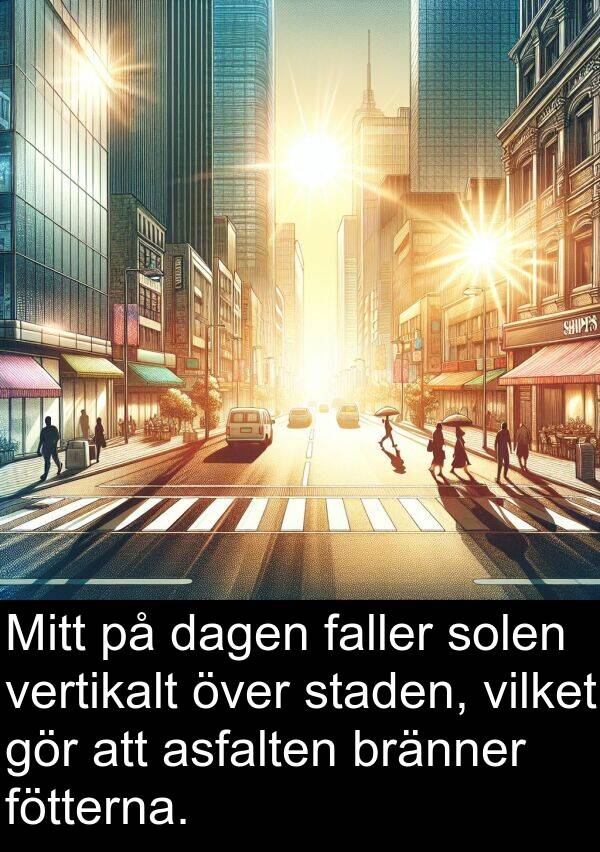 dagen: Mitt på dagen faller solen vertikalt över staden, vilket gör att asfalten bränner fötterna.