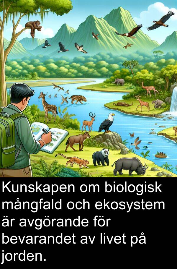 mångfald: Kunskapen om biologisk mångfald och ekosystem är avgörande för bevarandet av livet på jorden.