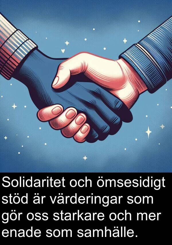 ömsesidigt: Solidaritet och ömsesidigt stöd är värderingar som gör oss starkare och mer enade som samhälle.