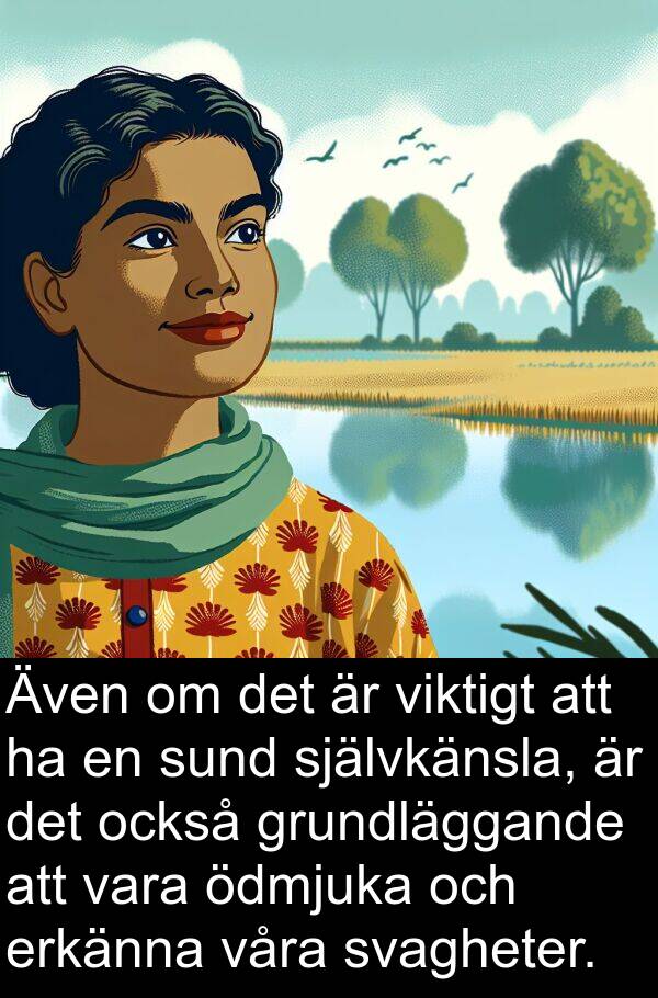 ödmjuka: Även om det är viktigt att ha en sund självkänsla, är det också grundläggande att vara ödmjuka och erkänna våra svagheter.