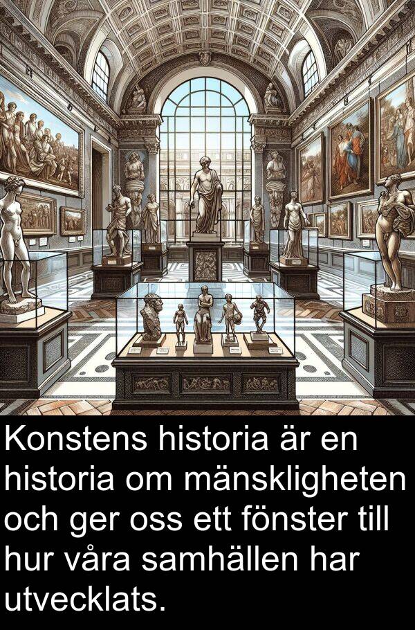 samhällen: Konstens historia är en historia om mänskligheten och ger oss ett fönster till hur våra samhällen har utvecklats.