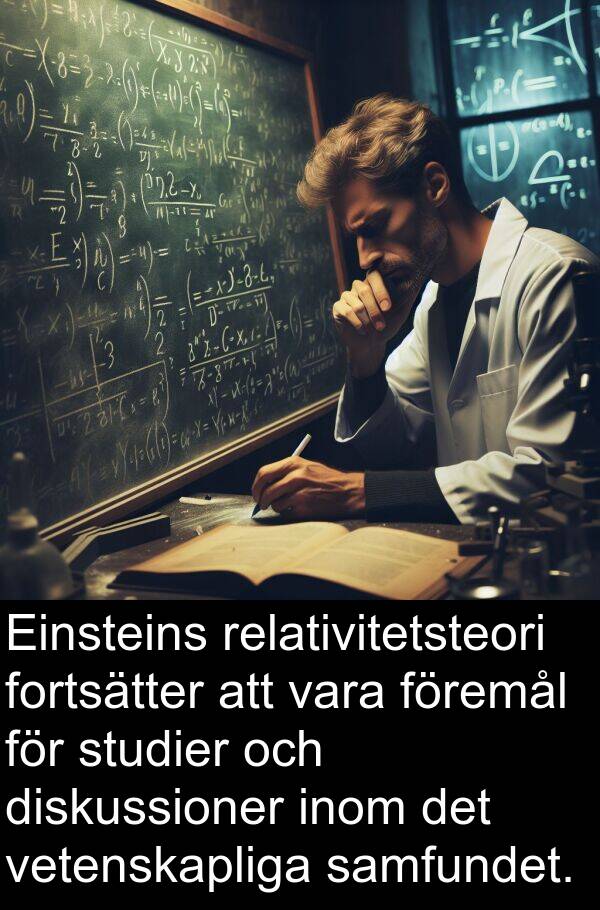 samfundet: Einsteins relativitetsteori fortsätter att vara föremål för studier och diskussioner inom det vetenskapliga samfundet.