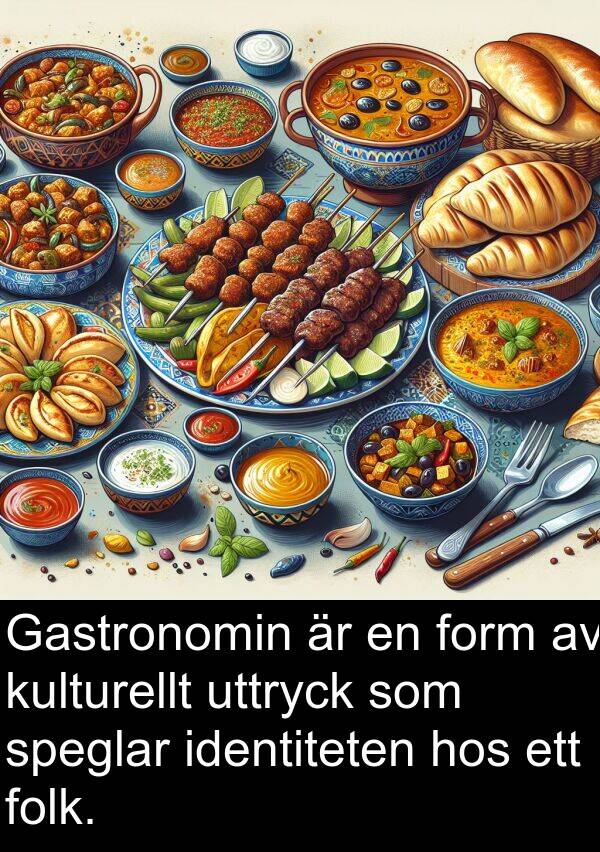 identiteten: Gastronomin är en form av kulturellt uttryck som speglar identiteten hos ett folk.