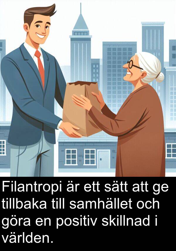 samhället: Filantropi är ett sätt att ge tillbaka till samhället och göra en positiv skillnad i världen.