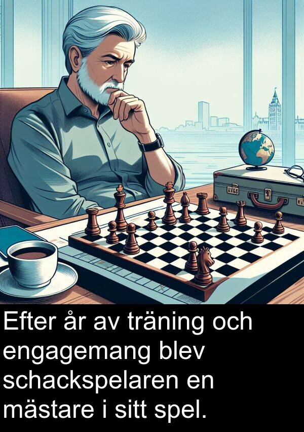 spel: Efter år av träning och engagemang blev schackspelaren en mästare i sitt spel.