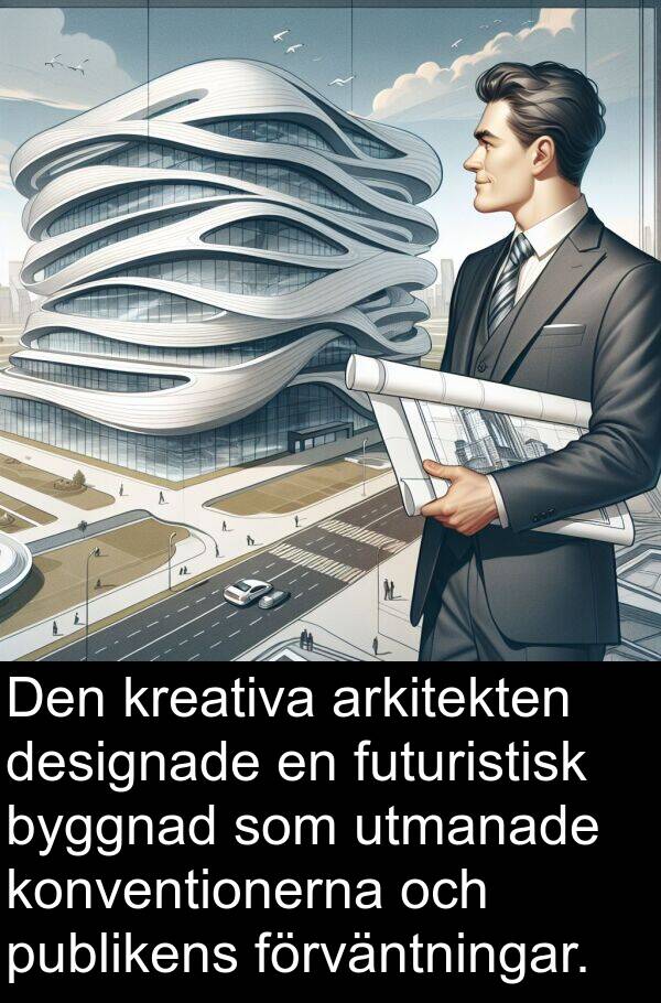 arkitekten: Den kreativa arkitekten designade en futuristisk byggnad som utmanade konventionerna och publikens förväntningar.