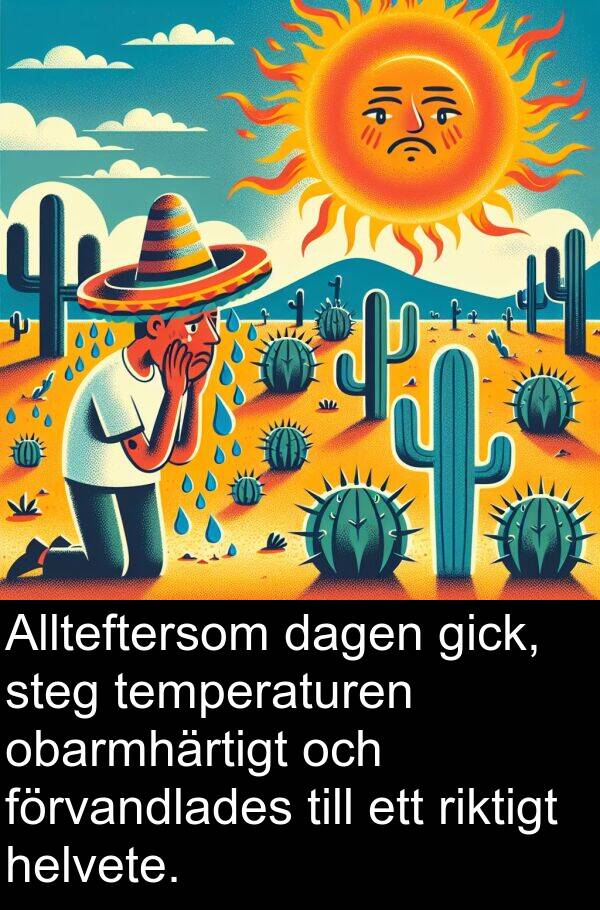 dagen: Allteftersom dagen gick, steg temperaturen obarmhärtigt och förvandlades till ett riktigt helvete.