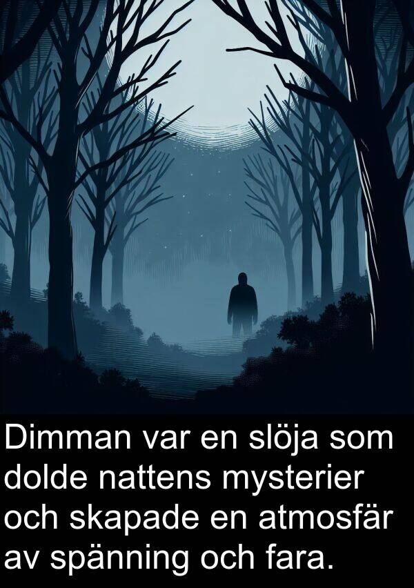 nattens: Dimman var en slöja som dolde nattens mysterier och skapade en atmosfär av spänning och fara.