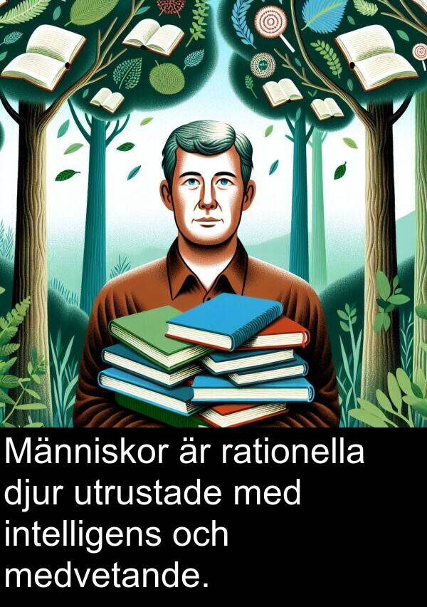 rationella: Människor är rationella djur utrustade med intelligens och medvetande.