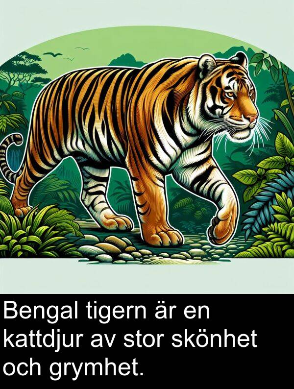 tigern: Bengal tigern är en kattdjur av stor skönhet och grymhet.