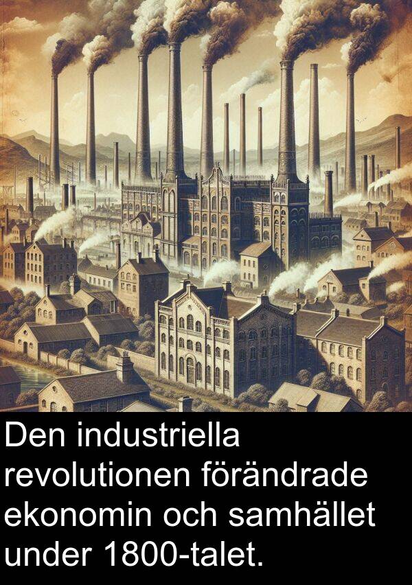 ekonomin: Den industriella revolutionen förändrade ekonomin och samhället under 1800-talet.