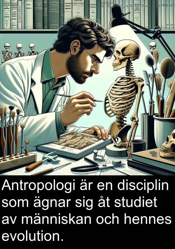 ägnar: Antropologi är en disciplin som ägnar sig åt studiet av människan och hennes evolution.