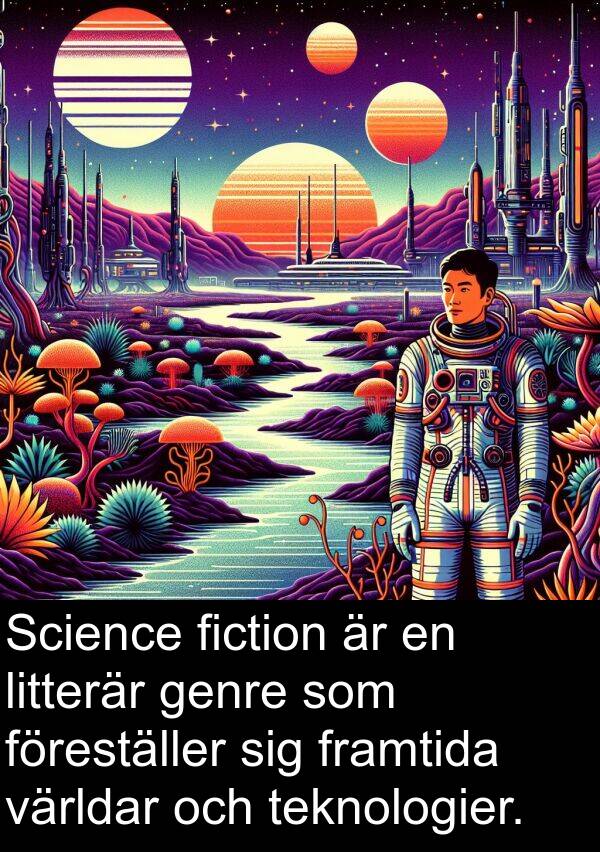 genre: Science fiction är en litterär genre som föreställer sig framtida världar och teknologier.