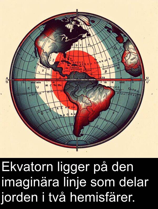 imaginära: Ekvatorn ligger på den imaginära linje som delar jorden i två hemisfärer.