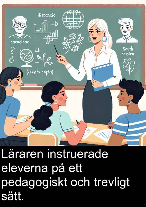 eleverna: Läraren instruerade eleverna på ett pedagogiskt och trevligt sätt.