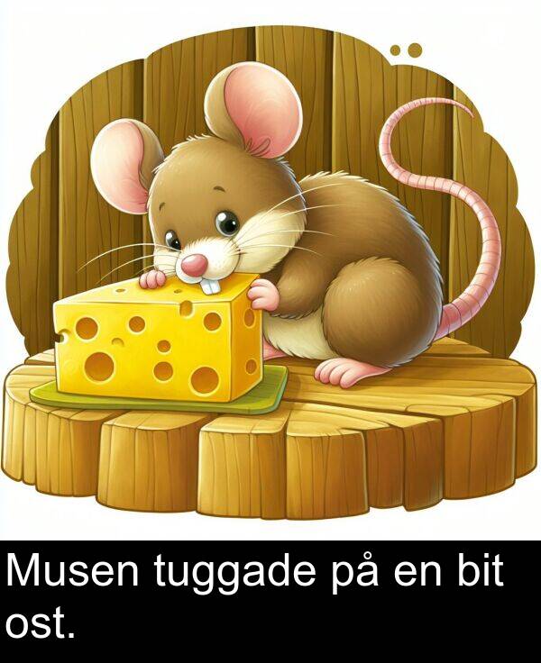 ost: Musen tuggade på en bit ost.