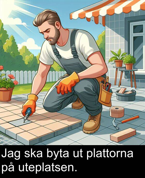 plattorna: Jag ska byta ut plattorna på uteplatsen.