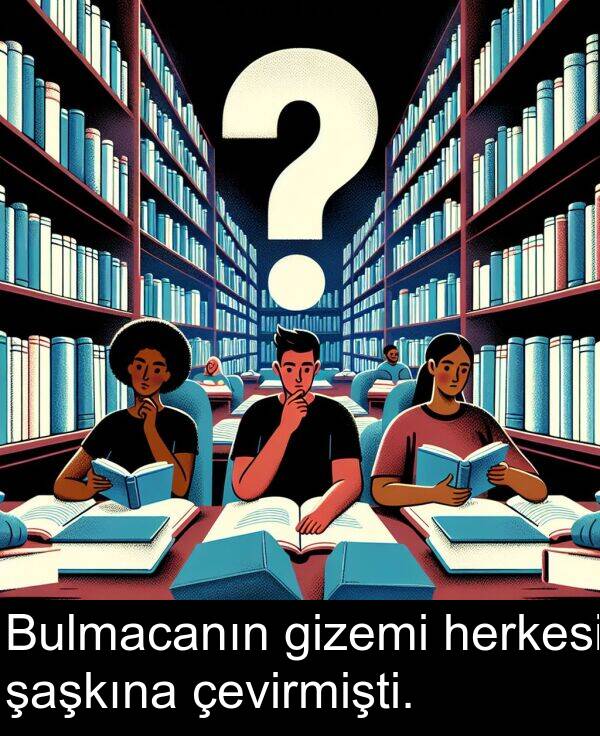 çevirmişti: Bulmacanın gizemi herkesi şaşkına çevirmişti.