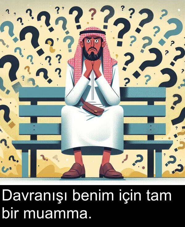 tam: Davranışı benim için tam bir muamma.