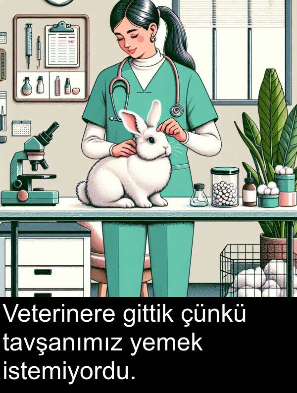 çünkü: Veterinere gittik çünkü tavşanımız yemek istemiyordu.