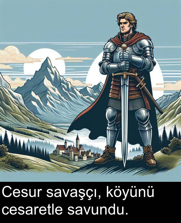 savaşçı: Cesur savaşçı, köyünü cesaretle savundu.