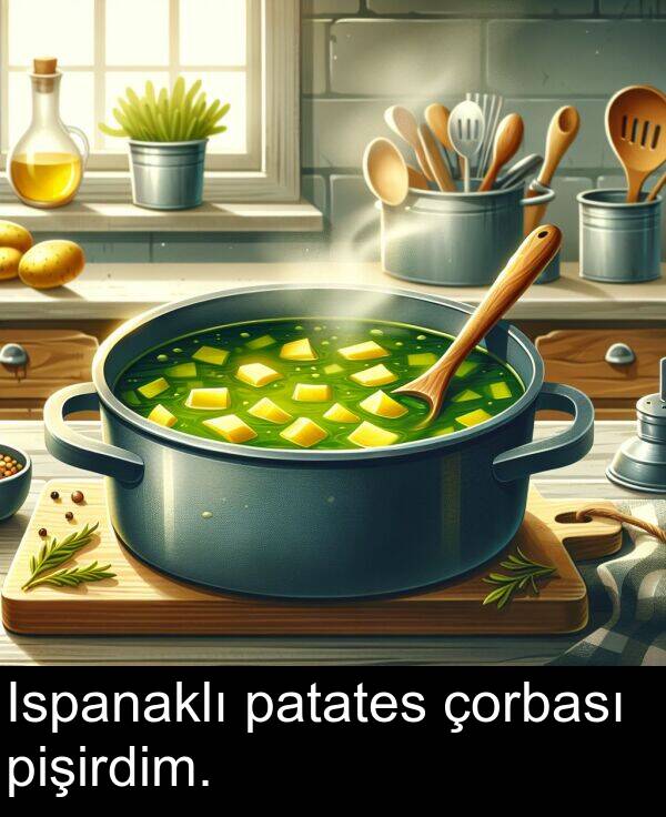 patates: Ispanaklı patates çorbası pişirdim.