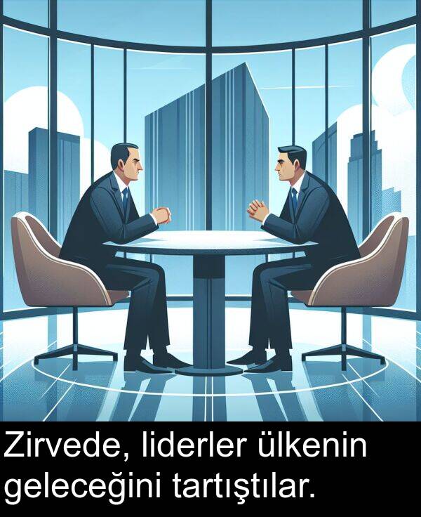 liderler: Zirvede, liderler ülkenin geleceğini tartıştılar.