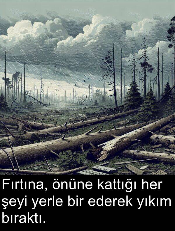 ederek: Fırtına, önüne kattığı her şeyi yerle bir ederek yıkım bıraktı.