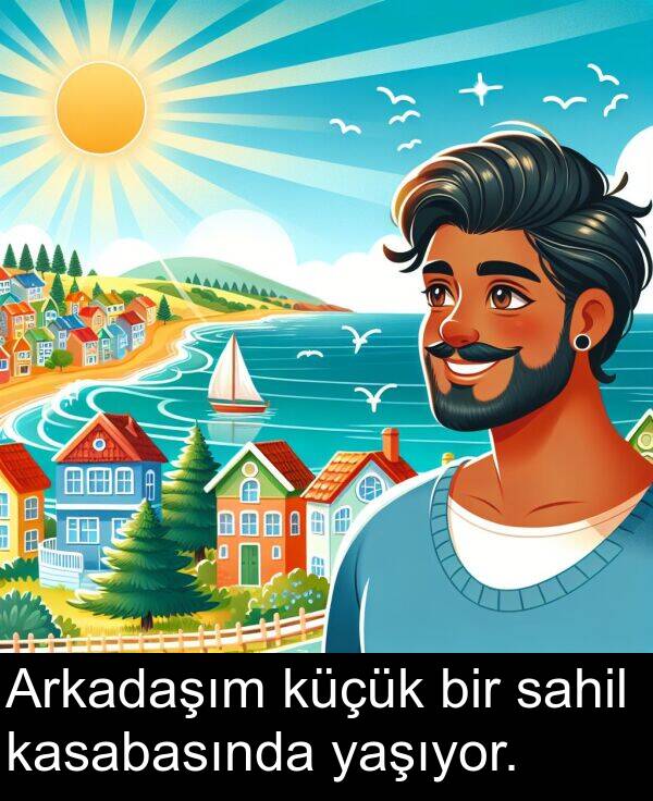 sahil: Arkadaşım küçük bir sahil kasabasında yaşıyor.