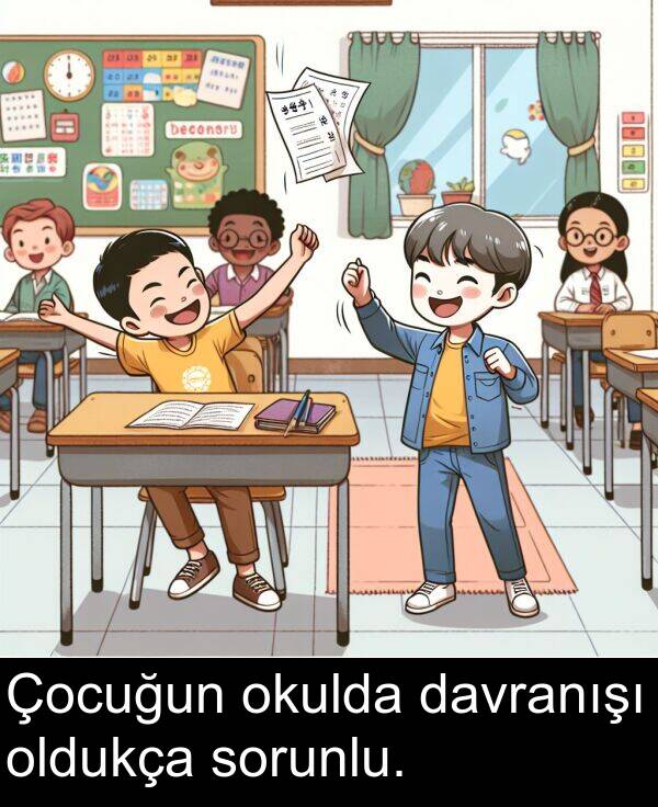 davranışı: Çocuğun okulda davranışı oldukça sorunlu.