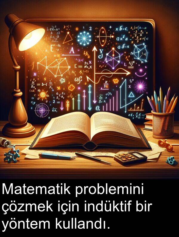 indüktif: Matematik problemini çözmek için indüktif bir yöntem kullandı.