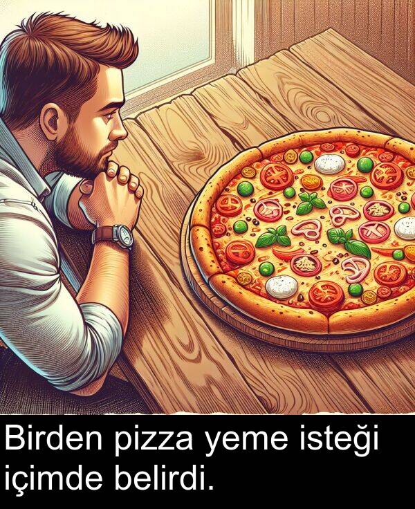 içimde: Birden pizza yeme isteği içimde belirdi.