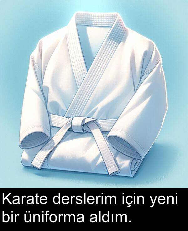 derslerim: Karate derslerim için yeni bir üniforma aldım.