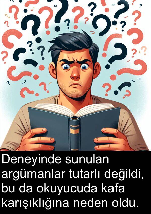 değildi: Deneyinde sunulan argümanlar tutarlı değildi, bu da okuyucuda kafa karışıklığına neden oldu.