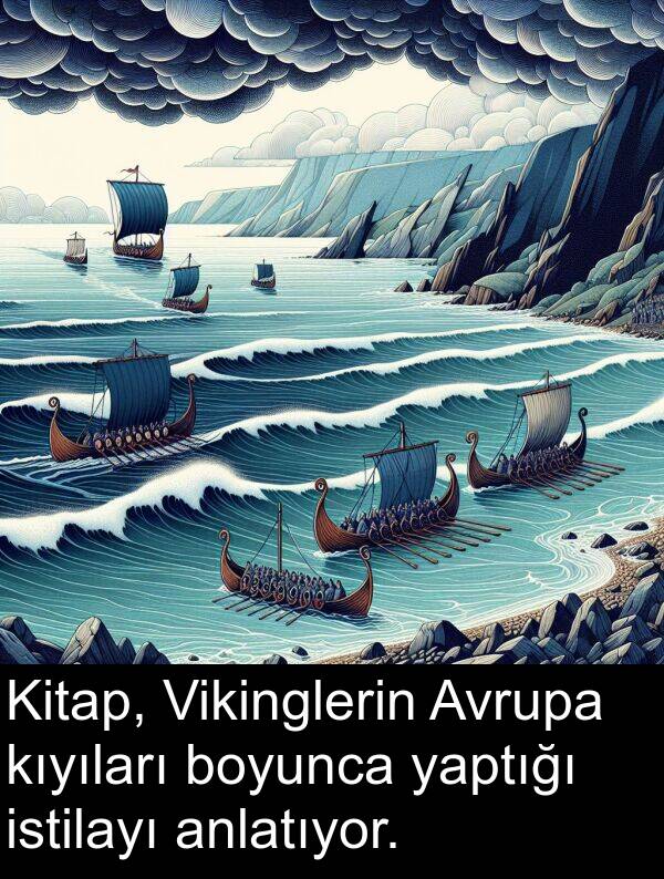 yaptığı: Kitap, Vikinglerin Avrupa kıyıları boyunca yaptığı istilayı anlatıyor.