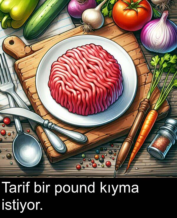 pound: Tarif bir pound kıyma istiyor.