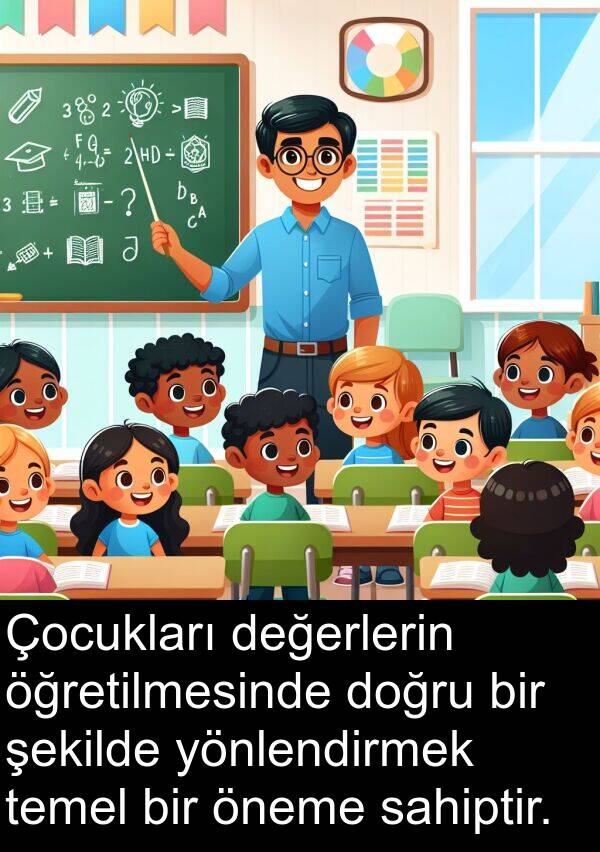 değerlerin: Çocukları değerlerin öğretilmesinde doğru bir şekilde yönlendirmek temel bir öneme sahiptir.