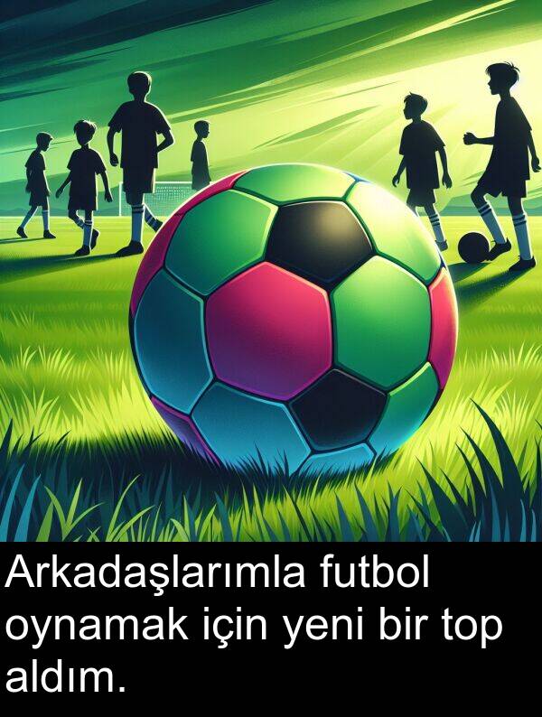 futbol: Arkadaşlarımla futbol oynamak için yeni bir top aldım.