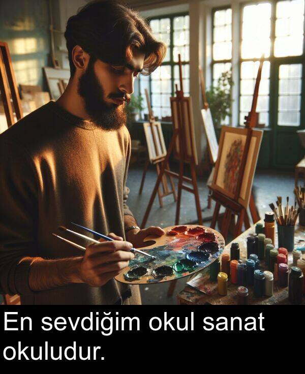 okuludur: En sevdiğim okul sanat okuludur.