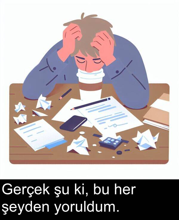 yoruldum: Gerçek şu ki, bu her şeyden yoruldum.