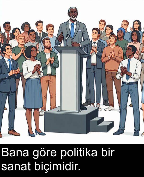 politika: Bana göre politika bir sanat biçimidir.