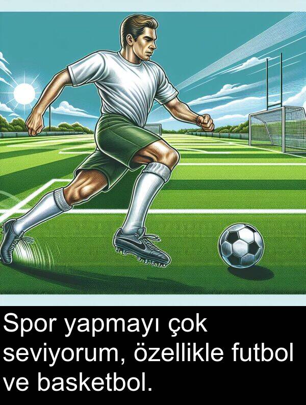 yapmayı: Spor yapmayı çok seviyorum, özellikle futbol ve basketbol.