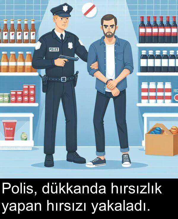 yapan: Polis, dükkanda hırsızlık yapan hırsızı yakaladı.